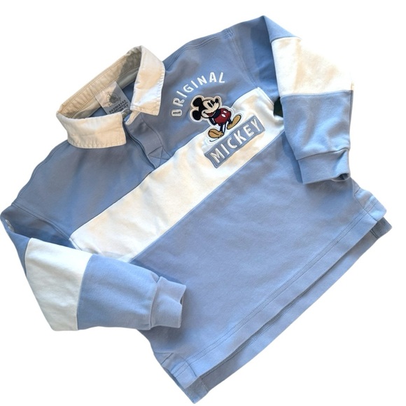 Disney Other - Disney Original Mickey Mouse Rugby Shirt Blue Cream Size XS 110